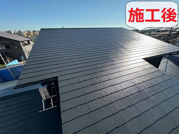 姫路市でカラーベスト屋根塗装工事を行った後の様子