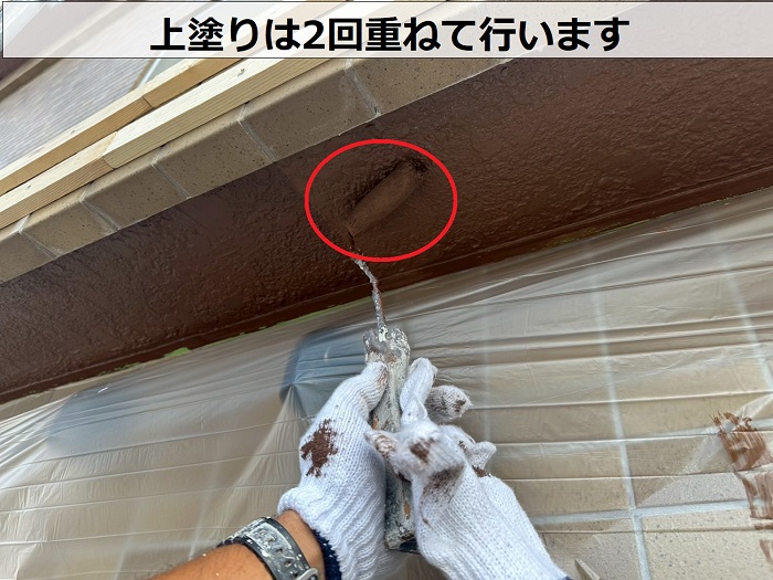 加古郡播磨町で剥がれのある軒天を部分塗装で上塗り