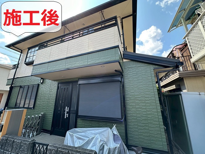 明石市でプレミアムシリコンを用いて外壁塗装工事を行った後の様子