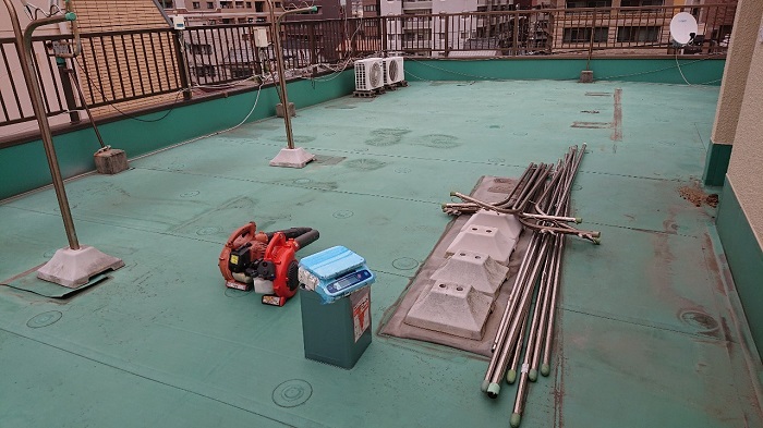 工事前のゴムシート防水