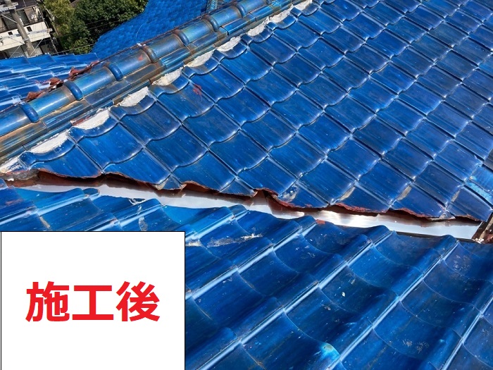 雨漏り修理の谷板金交換後