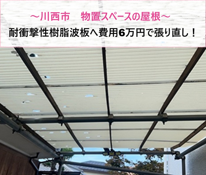 川西市　物置スペースの屋根を耐衝撃性樹脂波板へ張り直し！費用6万円【サキブログ】