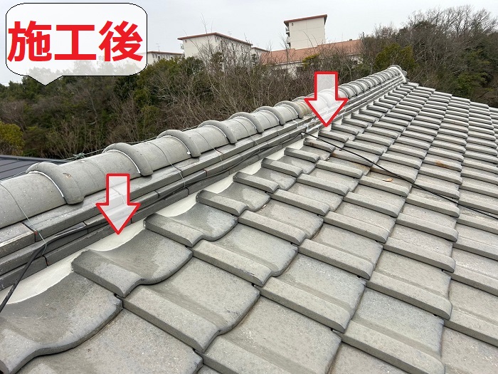 加西市で雨漏り修理として漆喰工事を行った後の様子