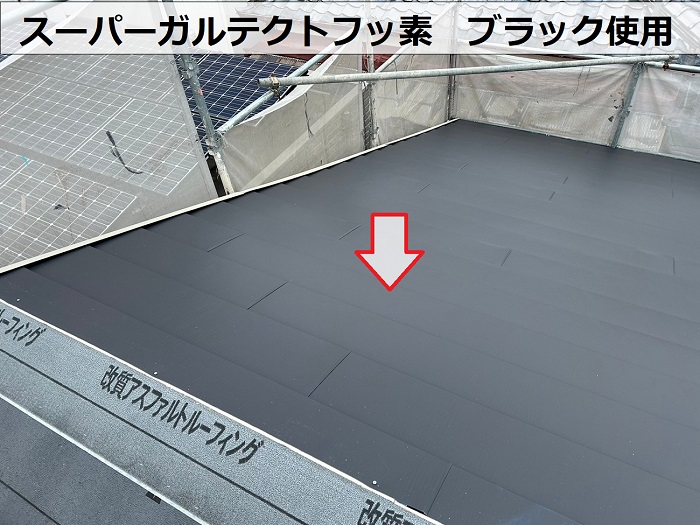 尼崎市の瓦屋根リフォームでスーパーガルテクトフッ素ブラックを使用