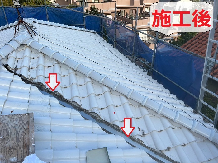 屋根補修工事で谷板交換後