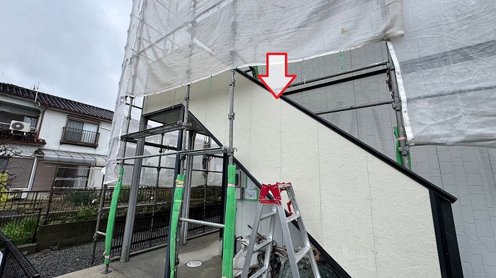 神戸市兵庫区でアパートの外壁サイディングを部分的に貼りかえる後の様子