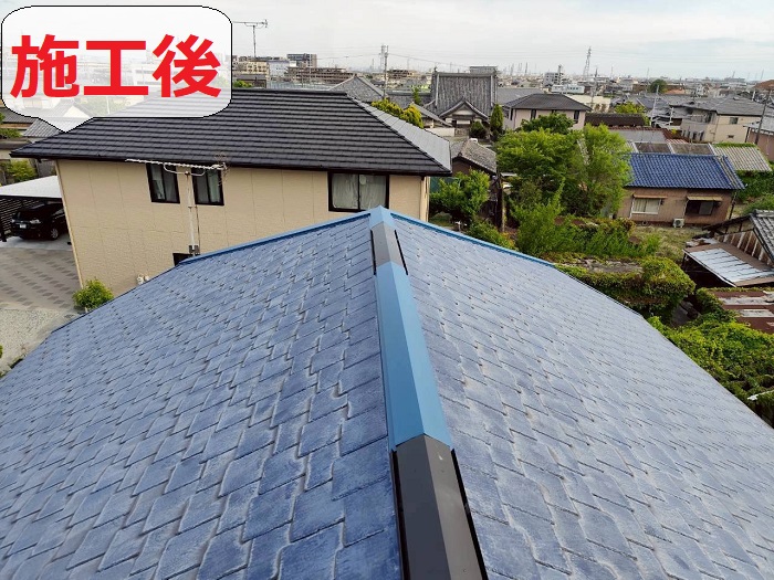 神戸市垂水区で低価格な屋根断熱工事で換気棟を取り付けた後の様子