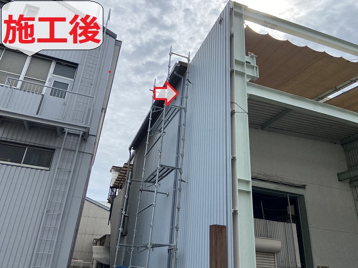 工場で雨樋交換後
