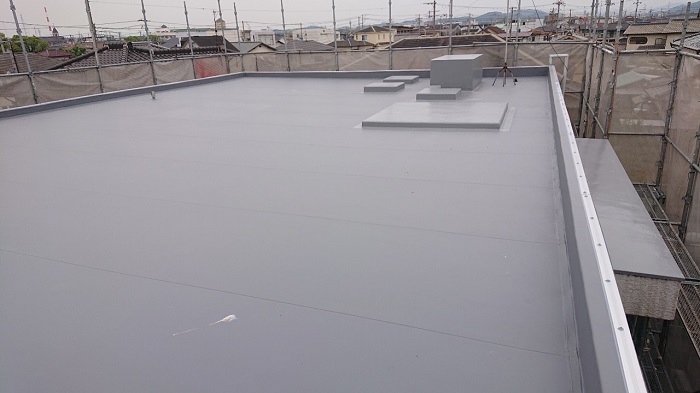 神戸市中央区で屋上防水工事を行った後の塩ビシート防水