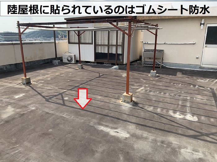 姫路市でのビルの陸屋根に貼られているのはゴムシート防水