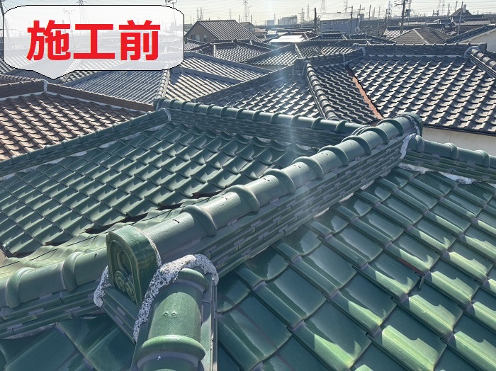 加古川市で瓦屋根葺き替え工事を行う前の様子