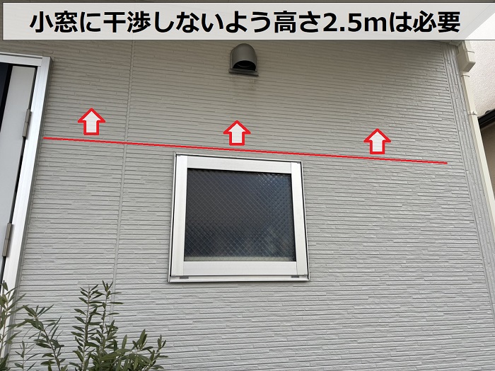 サイクルポートを取り付ける際に小窓の高さを測定