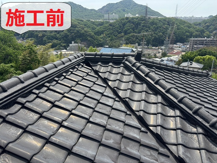 神戸市須磨区で屋根葺き替え工事を行う前の様子