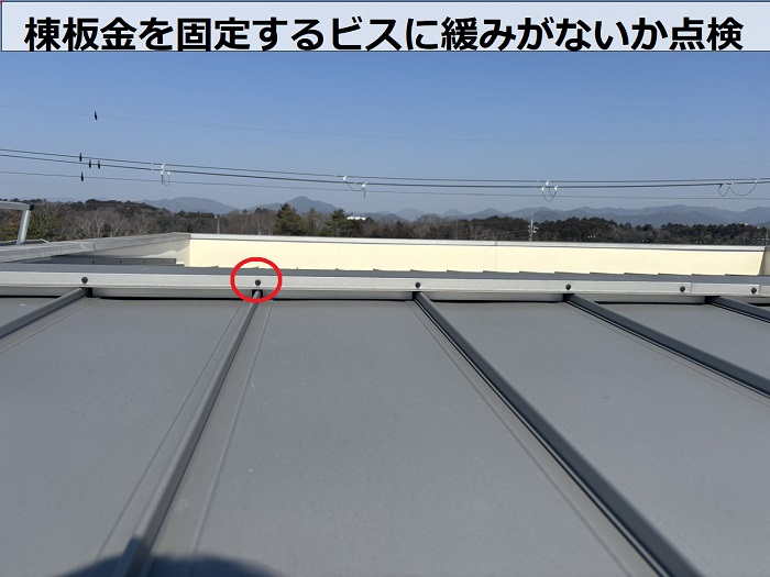棟板金のビスに緩みがないか点検