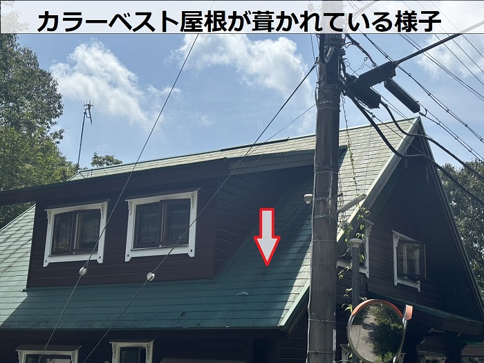 ログハウスに葺かれたカラーベスト