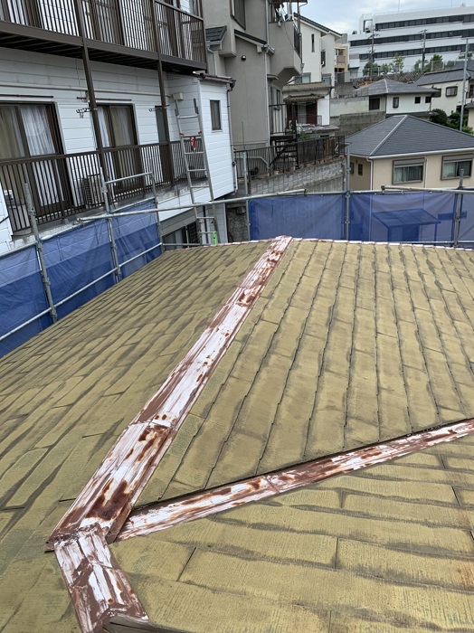神戸市垂水区で屋根カバー工事を行う前のスレート屋根