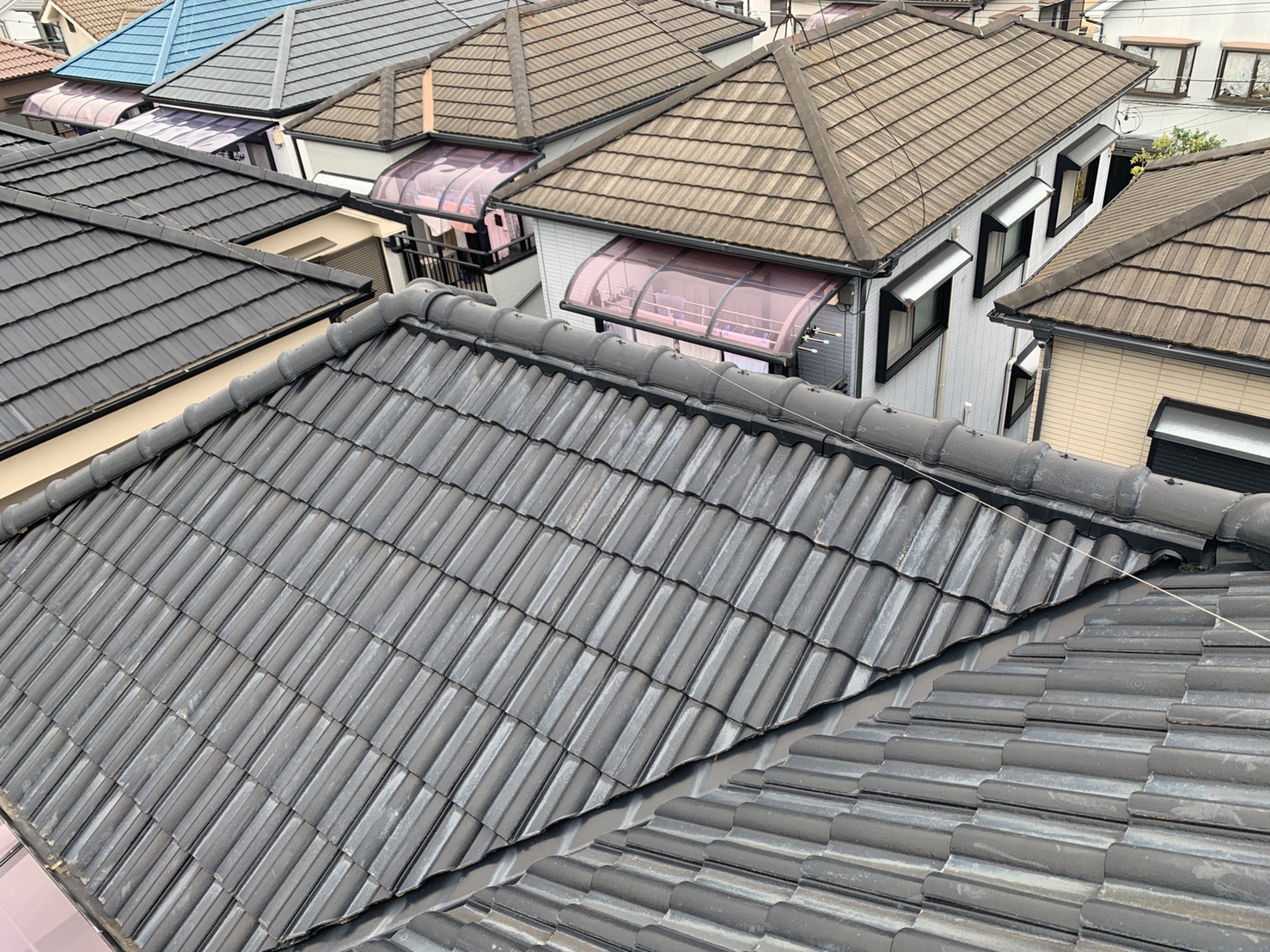 神戸市須磨区、屋根リフォーム前の洋瓦