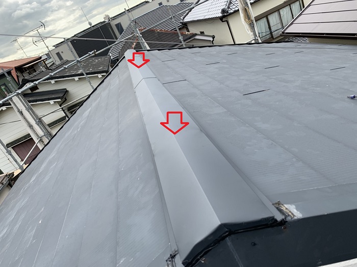 神戸市灘区で台風被害を受けた屋根板金を修理した後の様子