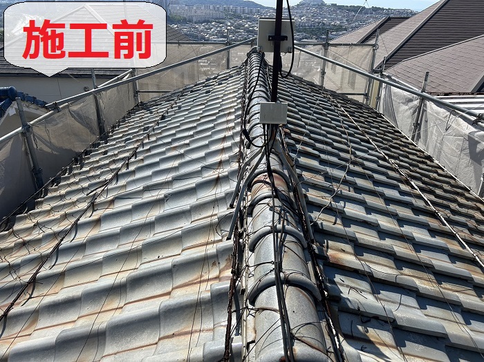 加古郡播磨町で屋根葺き替え工事を行う前の様子