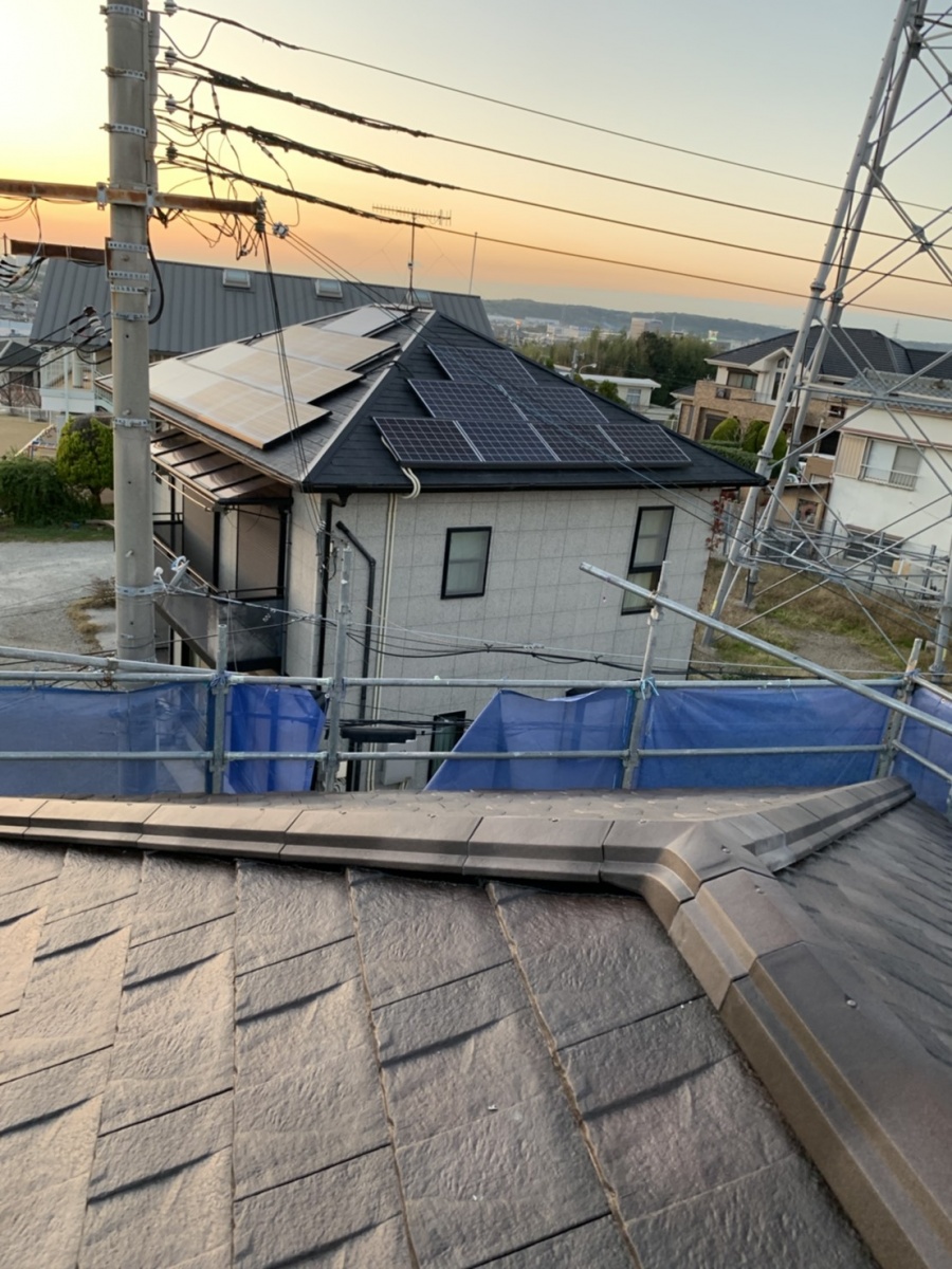 神戸市西区での屋根葺き替え工事完了後の様子