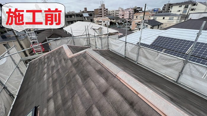 神戸市西区で金属屋根カバー工事を行う前の様子