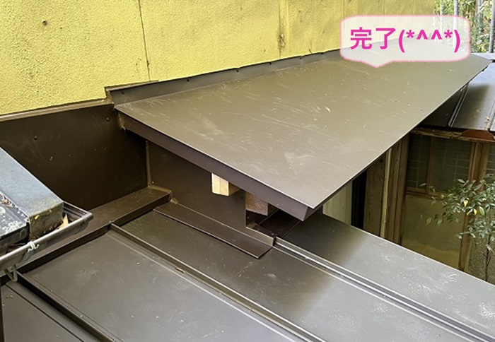 高砂市で窓上の小庇の木下地交換と晩金補修が完了した現場の様子