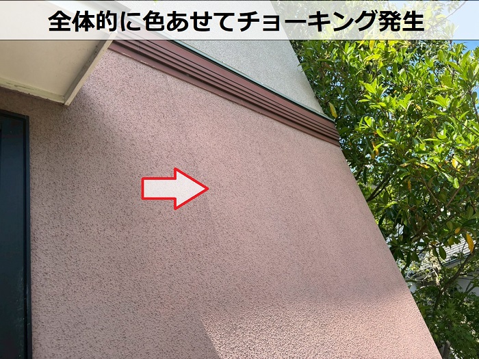 外壁が全体的に色あせている様子