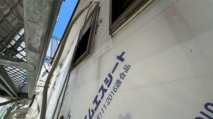 外壁貼りの下準備完了