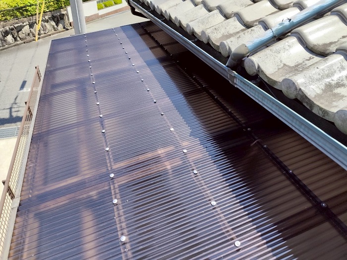 貼り替えたテラス屋根