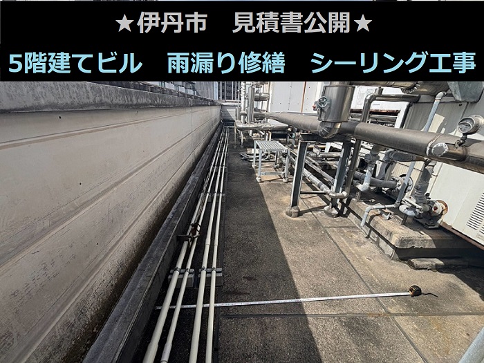 伊丹市 見積書公開!5階建てビル 雨漏り修繕 シーリング打ち替え