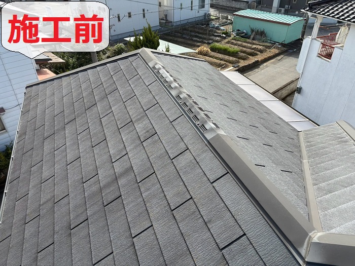 三木市でスレート屋根補修工事を行う前の様子