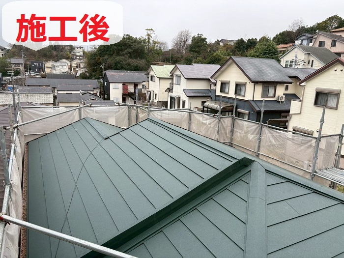 神戸市で築40年住宅の経年劣化した瓦屋根葺き替え工事を行った後の様子