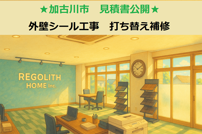 加古川市　見積書公開！外壁シール工事　打ち替え補修　高所作業車使用