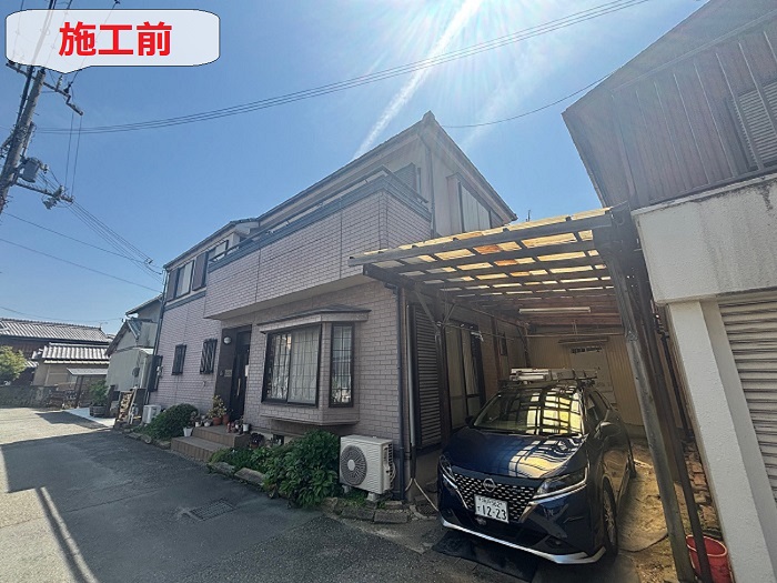姫路市の皆様へご紹介する高砂市で2階建て窯業サイディングの外壁塗装を行う前の様子
