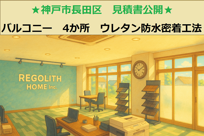 宝塚市 見積書公開!3階建て鉄骨造 バルコニー 4か所 ウレタン防水密着工法
