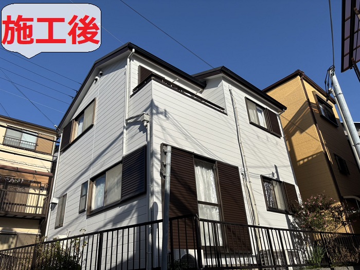 加古郡稲美町でプレミアムシリコンを用いた外壁塗装工事を行った後の様子