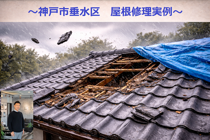 神戸市垂水区　工事費用５０万円以下の屋根修理実例を公開！