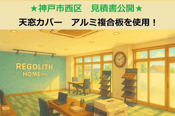 神戸市西区　見積書公開！天窓カバー　１階屋根　アルミ複合板を使用