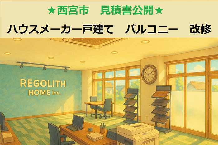 西宮市　見積書公開！ハウスメーカー戸建て　バルコニー　塩ビシート防水　改修