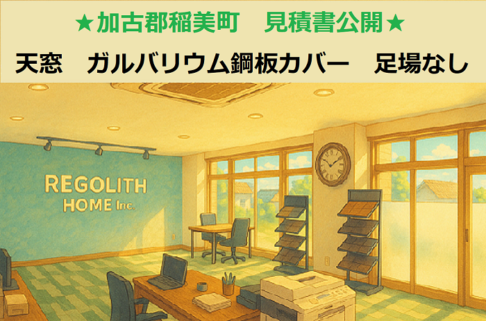 加古郡稲美町 見積書公開!板金工事 ガルバリウム鋼板で天窓カバー 足場なし