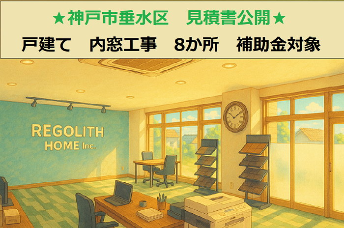 神戸市垂水区 見積書公開!戸建て 8か所 内窓取り付け 補助金対象工事