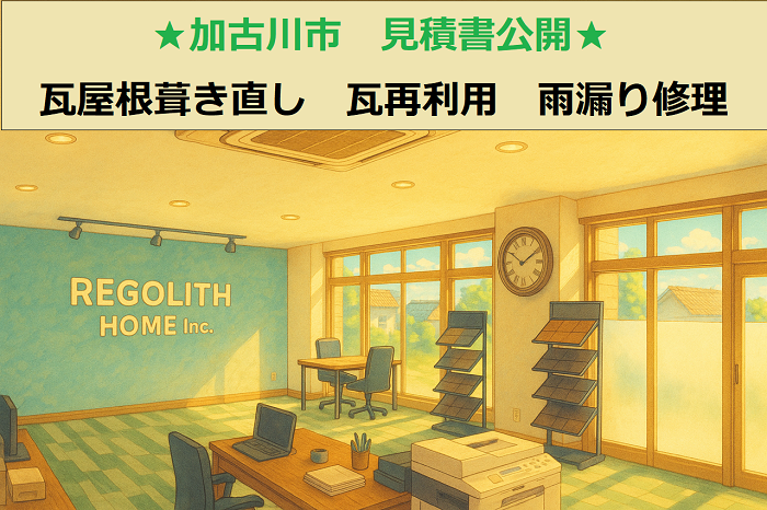 加古川市 見積書公開!瓦再利用 屋根葺き直し 面積16㎡ 雨漏り修理