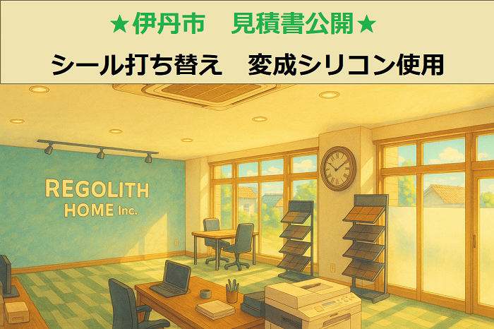 伊丹市　見積書公開！外壁タイル　建具廻り　シール打ち替え　変成シリコン使用