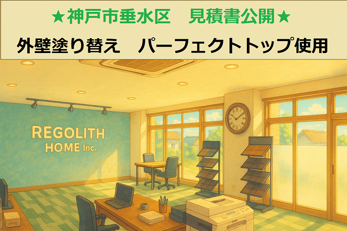 神戸市垂水区 見積書公開!2階建て 外壁塗り替え パーフェクトトップ使用