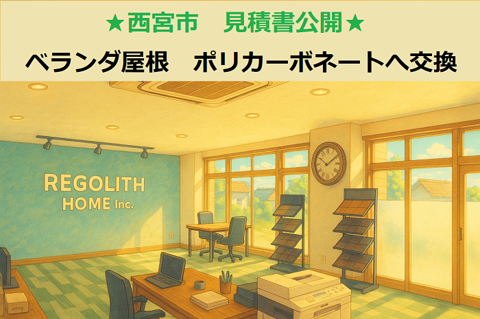 西宮市　見積書公開！ベランダ屋根　アクリル板交換　ポリカーボネート使用