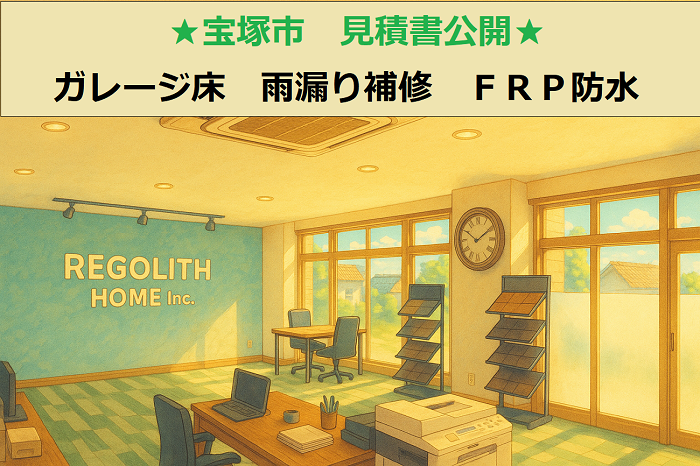 宝塚市 見積書公開!ガレージ床 TWーC工法 2PLY 雨漏り補修