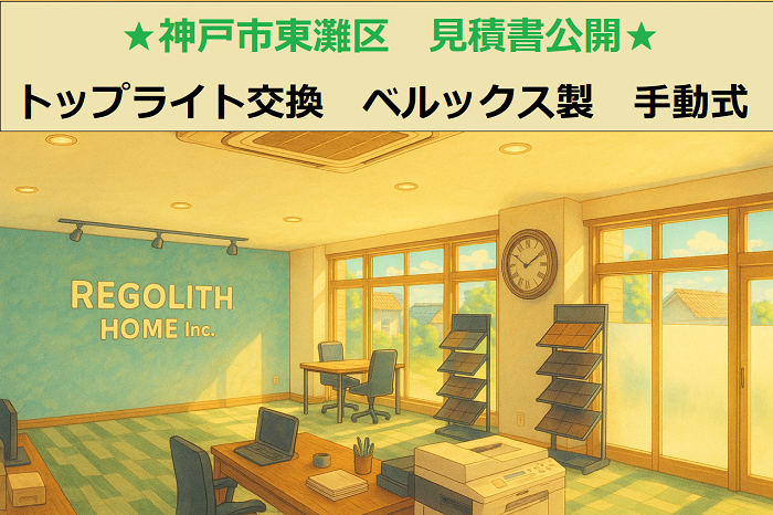 神戸市東灘区 見積書公開!トップライト交換 ベルックス製 VS手動タイプ