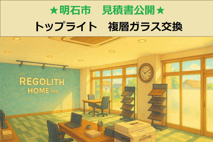 明石市　見積書公開！トップライト　複層ガラス交換　昇降足場有り