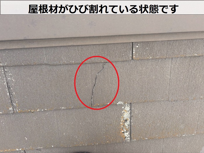 カラーベストがひび割れている様子