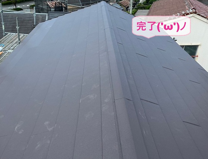 明石市の軽量屋根で耐震化を行う安心リフォームが完了した現場の様子